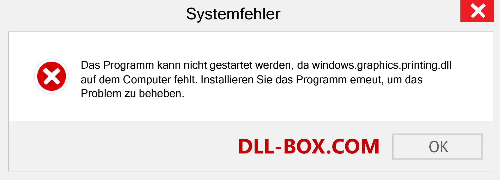 windows.graphics.printing.dll-Datei fehlt?. Download für Windows 7, 8, 10 - Fix windows.graphics.printing dll Missing Error unter Windows, Fotos, Bildern